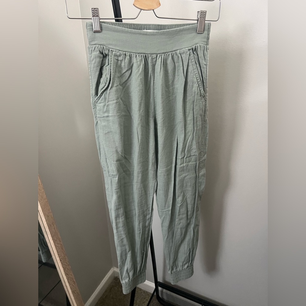 Abercrombie & Fitch Sage Green Linen Joggers